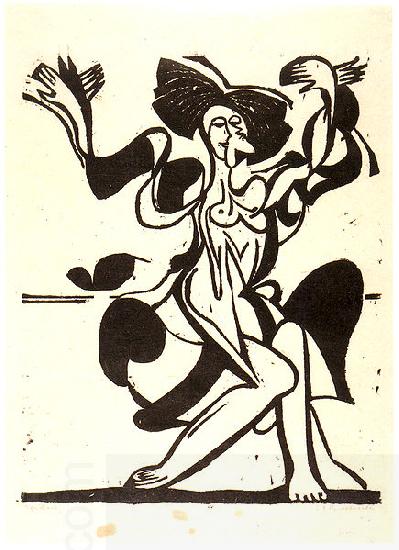 Ernst Ludwig Kirchner Dancing Mary Wigman - Woodcut oil painting picture